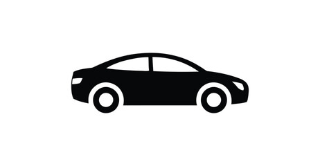 Modern car silhouette icon with curved roofline and visible wheels—ideal for transport, automotive, driving, and UI design themes