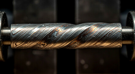 Twisted Damascus Steel Cylinder with Layered Pattern
