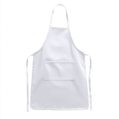 A pristine white apron, perfect for cooking or crafting, hangs neatly