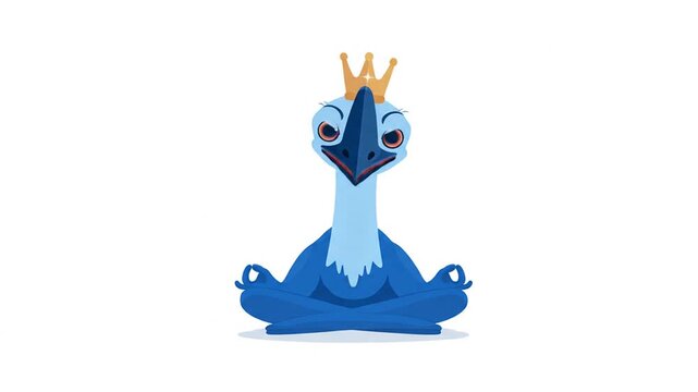 Cartoon blue bird meditation