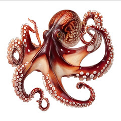 Realistic octopus illustration white background isolated