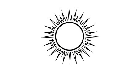 Fototapeta premium Illustration of a sun with sharp rays emanating from a central circle.