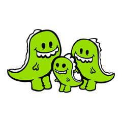 3 Funny Family Dino Mother Father Child Mom Dad