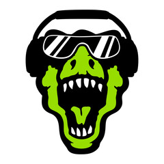 T-Rex Tyrannosaurus Sunglasses Headphone Party Listen Music Club