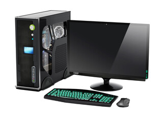 Modern PC on transparent background. 3D illustration