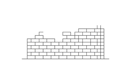Irregular brick wall structure with gaps and inconsistencies.