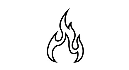 A simple, stylized black outline of a flame, representing fire or heat.
