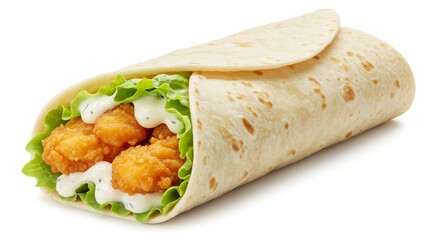Knackiger Fisch Wrap leuchtend pr�sentiert frisch knackig lecker. AI Generated