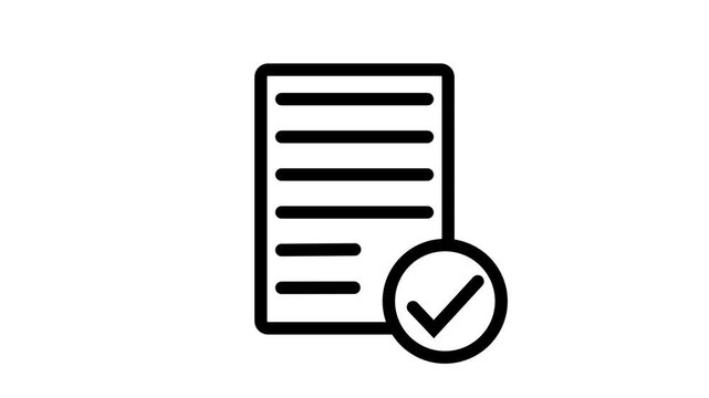 Approved document icon animated.Process, Approved, Document, Quality check, thin line icon animation.