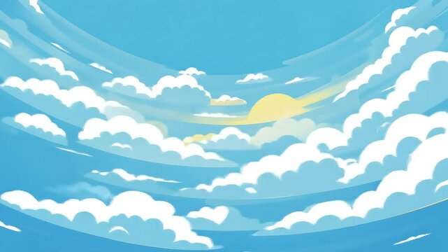 Pastel sky background with fluffy clouds