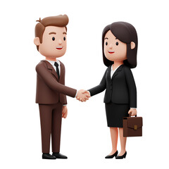 Fototapeta premium 3D Animated Business People Handshake: Partnership, Deal, Collaboration, Success Illustration