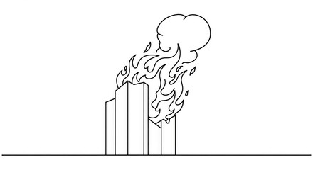 A building engulfed in flames with smoke billowing into the sky.