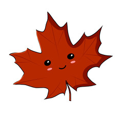 cute red maple leaf with transparent background