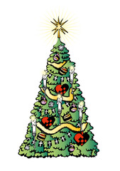 Beautiful and nicely decorated Christmas tree