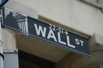 plaque de rue signal&eacute;tique Wall Street, Wall Street sign and symbol
