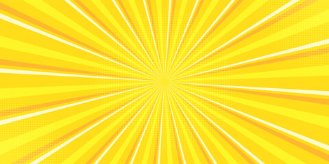 Yellow comic book background. Modern creative pop art orange halftone style background © Iflah