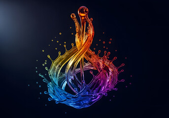 Abstract colorful wave design of glowing energy lines and smoke patterns on a black background