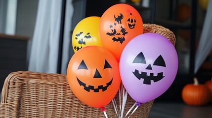 Colorful Halloween balloons with playful designs, perfect for festive decorations and themed parties, bringing joy and excitement to any celebration this spooky season.