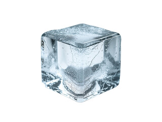 Captivating frosty ice cube glistening on an isolated transparent canvas for cooling beverages