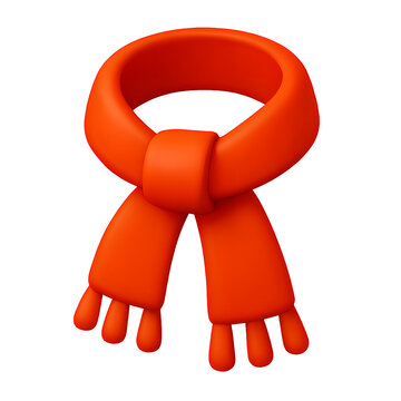 Glossy 3D emoji style scarf icon with smooth gradient shading, bold simple colors, soft highlight lighting, and transparent background, isolated scarf symbol for fashion, apps, UI, and marketing