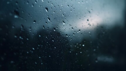 Obraz premium Raindrops on window during a moody indoor storm