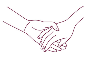 Line Drawing of Two Hands Clasping Unity Friendship Vector Artwork