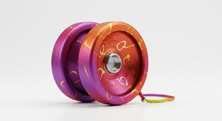 Vibrant purple red swirling yo-yo spins smoothly under soft studio lighting. AI Generated