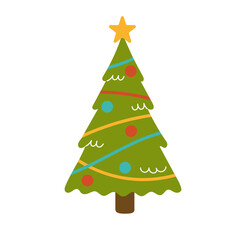 Evergreen Christmas tree for merry christmas, happy new year decoration design. Christmas symbol