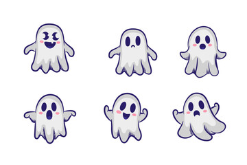 Playful and cute Halloween ghost illustration perfect for Halloween designs vector set