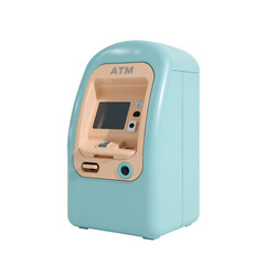 Retro toy atm machine with modern usb port and digital screen realistic render