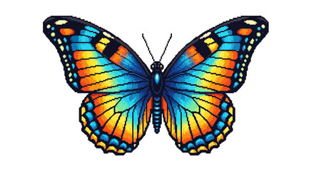 Vibrant blue and orange butterfly with intricate wing patterns, a beautiful insect with detailed markings