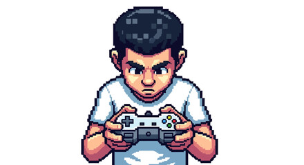 A young, intensely focused player deeply engrossed in a virtual game world, showcasing the concentration and passion for digital entertainment and competitive gaming