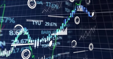 Animation of american dollar stock market stock data processing over black background - Powered by Adobe