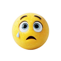 Fototapeta premium Sad and crying emoji with wide eyes expressing disappointment and sorrow isolated on transparent background