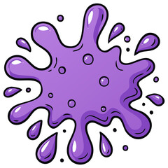 Fototapeta premium Purple blob and paint splashes cartoon illustration