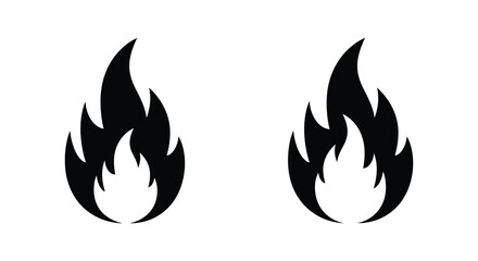 black flame icons on white background silhouette