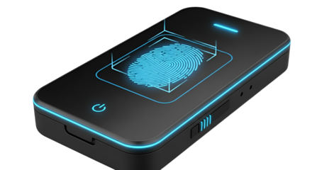 Fingerprint scanner for biometric identification isolated PNG with Transparent Background