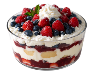 Berry trifle dessert with creamy layers
