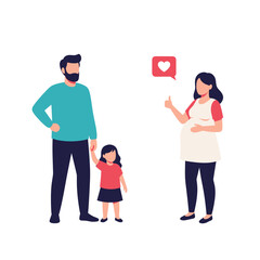 Fototapeta premium Happy family preparing for new baby showing love and support