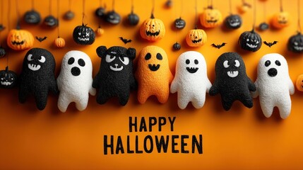 Obraz premium Happy Halloween greetings template vector illustration