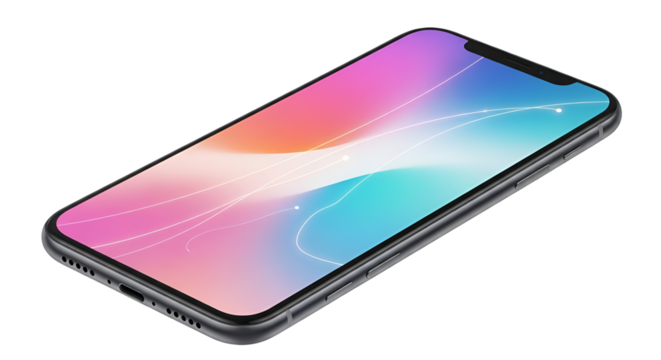 Generic smartphone with colorful screen isolated PNG with Transparent Background - Powered by Adobe