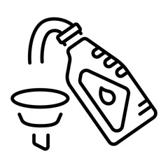 A linear style icon representing motor oil