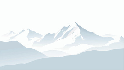 Mountains Covered with Snow. Mountain Landscape. Minimalist Illustration of Snow-Capped Mountains.