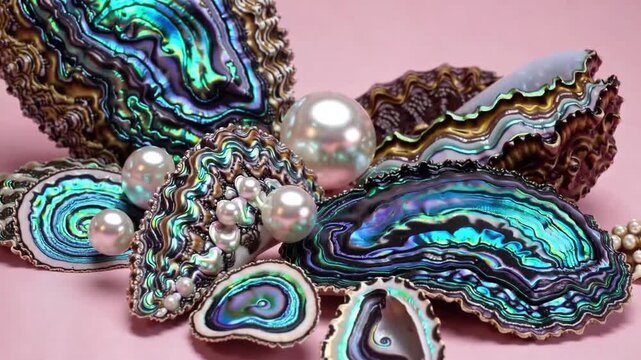 Exquisite Assortment of Marine Pearls and Iridescent Mother of Pearl Seashells