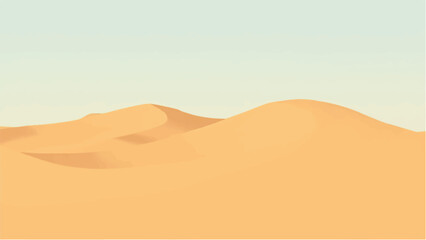 Desert Landscape with Layered Sand Dunes in Warm Tones. Illustration of a Desert Landscape.