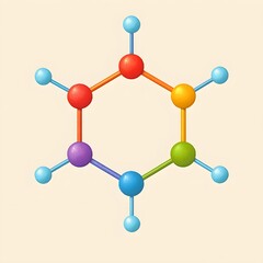 Colorful Benzene Molecule Structure Illustration