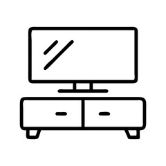 TV stand with modern design and flat-screen television displayed  