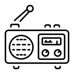 A linear style icon representing broadcast radio