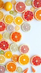 Obraz premium Citrus Medley Composition An Assortment of Freshly Cut Fruits in a Delightful, Colorful Arrangement with Refreshing and Vibrant Appeal