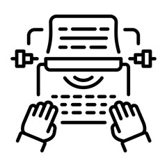 A linear style icon representing typewriter